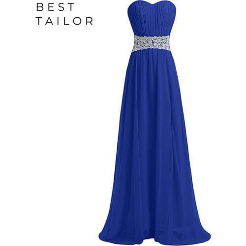 Color Avaiable ! Long Bridesmaid Dresses for Wedding Royal Blue Sapphire Long Maid of Honor Party Gown 2021 Beaded Waist Women