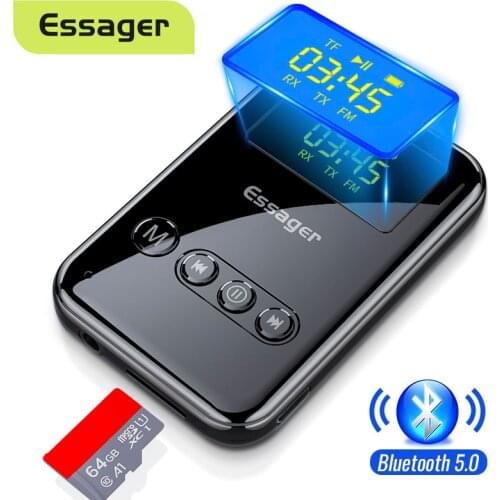 Essager Bluetooth 5.0 Audio Transmitter Receiver For 3.5mm Jack Aux Audio LED Display Wireless Adapters For Car TV PC Earphone