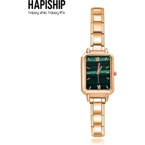 Hapiship 2021 Fashion Womens Stainless Steel Rose Chain Watch Bracelet Bangle For Party Friend Wife Birthday Jewelry Gift G138