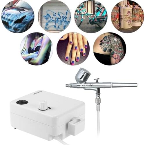 KKmoon Multi-purpose Dual Action Airbrush Compressor Set AirBrush Spray Gun Kit for Painting Tattoo Air Brush Nail Tool Set