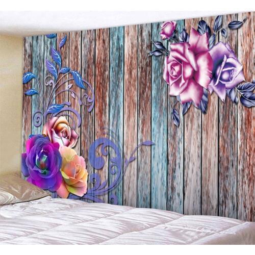 XIANYUNHE Beautiful Wooden Board Rose Tapestry Boho Round Beach Towel Toalla Sunblock Blanket Bohe