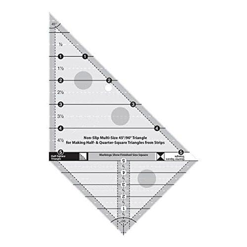NEW ruler Non-Slip multi-size 45/90 degree for making half & quarter- square from strips #MS-05