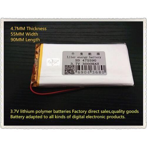 Best battery brand Free shipping 3.7 v lithium polymer battery 3000 mah 475590 mobile power supply tablet 7 'tablet
