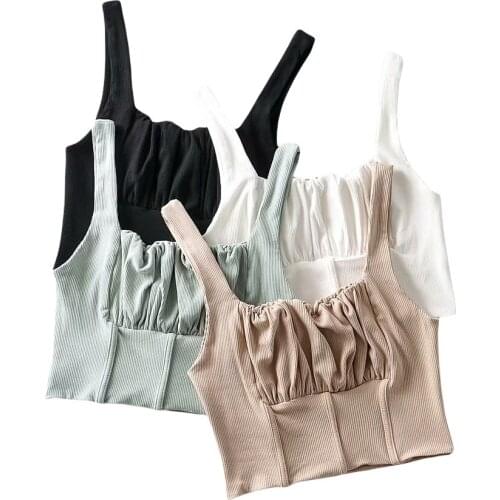 2021 New Women Fashion Ruched Tank Top Ladies Female Stylish Sleeveless Tops for Daily Wear Summer Joker Soft