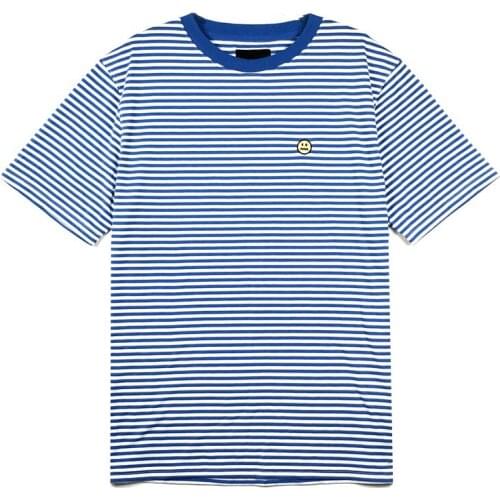 Mens Street Blue Strip White Navy Style T Shirt