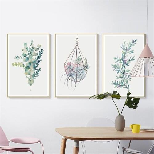 Abstract Leaf Flower Plant Wall Art Poster Chlorophytum Comosum Botanical Canvas Painting Nordic Pictures Living Room Decoration