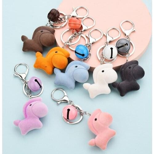 New Cute Flocking Pony Keychain Cartoon Doll Pendant Couple Car Bag Keychain Creative Gift For Girlfriend