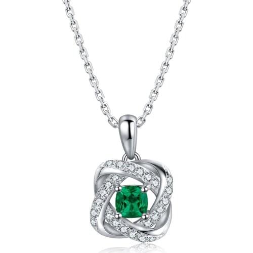 Pirmiana 925 Sterling Silver Necklace Lab Growth Created Emerald Pendant Necklaces Party Gifts