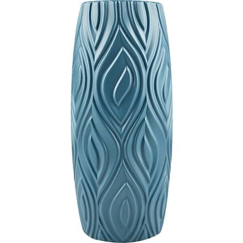 Morandi Plastic Vase Living Room Decoration Ornaments Modern Leaf Pattern Plastic Flowers Pot For Flower Arrangements Home Decor
