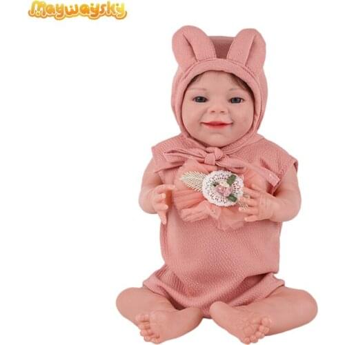 Mayway 20" Realistic Lifelike Smile Face Doll Reborn With Full Silicone Body For Kids Birthday Gift