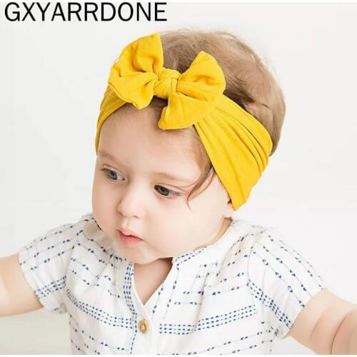 Baby Bows Headband Soft Turban Knotted Baby Hair Accessories Newborn Toddler Children Nylon Turban Headband Head Wrap
