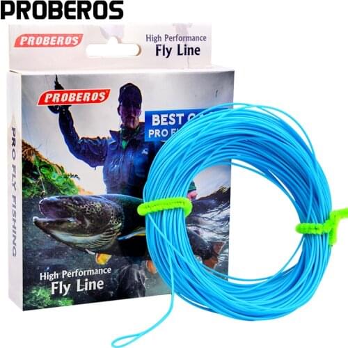 PROBEROS 100FT Weight Forward Floating Fly Fishing Line WF-2F/3F/4F/5F/6F/7F/8F Fly Line Moss Green/Orange/FluoYellow Color