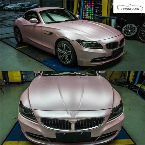 Auto PVC 1.52x18M Satin Metal Light Pink Self-adhesive packaging stickersCar Glossy Air Bubble Free Car Wrapping Film Vinyl
