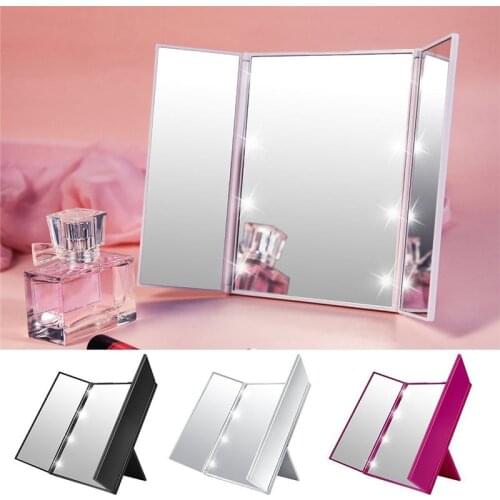 Foldable LED Lighted Makeup Mirror Cosmetic Vanity Tabletop Mirror for Women Beauty Makeup Tool