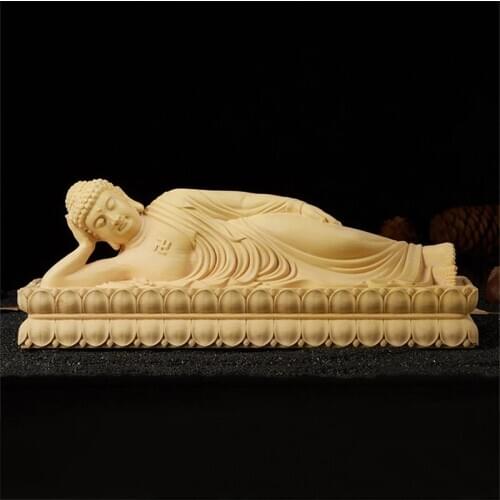 15/20CM WOOD CARVING RECLINING BUDDHA STATUE WOOD CRAFTS HOME FURNISHING TEMPLE CAR DECORATION GIFT CUSTOMIZED SAKYAMUNI BUDDHA