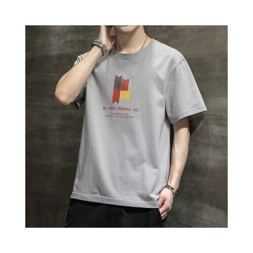 Loose Printed T- Shirt Mens Fashion Short-sleeved T-shirt Cotton Summer Loose Casual Round Neck Bottoming T-shirt