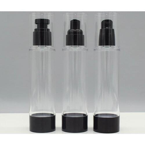 100ml airless bottle black pump bottom clear lid clear body lotion/emulsion/foundation/essence/oil/serum Cosmetic Container
