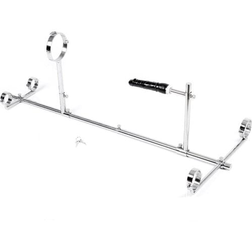 Screw Lock Stainless Steel Bondage Frame Dog Slaves BDSM Devices Set Handcuffs Wrist Cuffs Fetters Anklet Collar Dildo Sex Toy