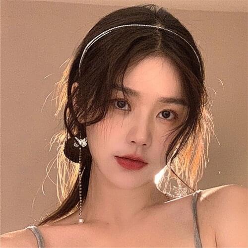 New Fashion Butterfly Pearl Tassel Hair Band For Women Fairy Hairpin Hair Accessories Headdress Kpop Headband High-end Sweet