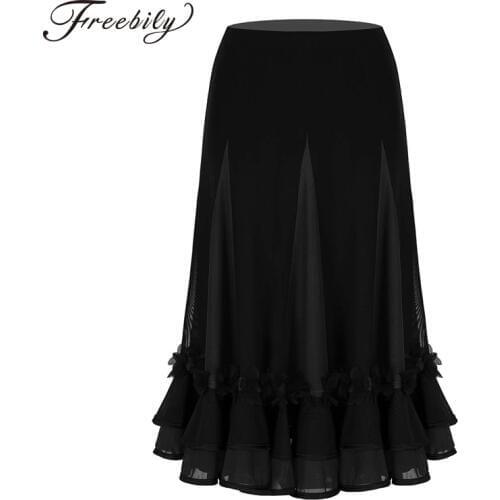 Women Girls Ballroom Dance Skirt Long Swing Modern Standard Waltz Competition Dance Dress Belly Dance Latin Tango Skirts