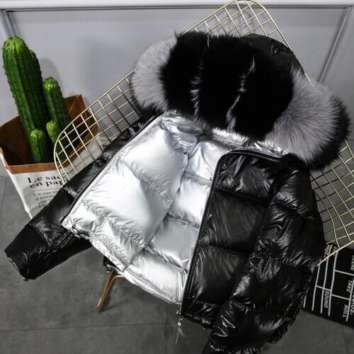 Real Fur Coat Natural Fox Fur Collar 2020 Winter Jacket Women Loose Short Down Coat White Duck Down Jacket Thick Warm Down Parka