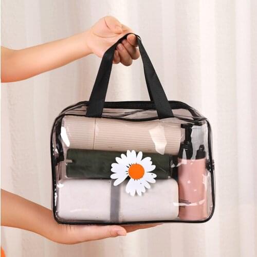 New Letter Transparent PVC Cosmetic Bag Women Floral Makeup Handbag Waterproof Travel Storage Pouch for Toiletry Organizer Case
