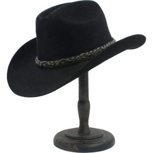 100% Australia Wool Women Men Black Western Cowboy Hat Cowgirl Jazz Sombrero Cap