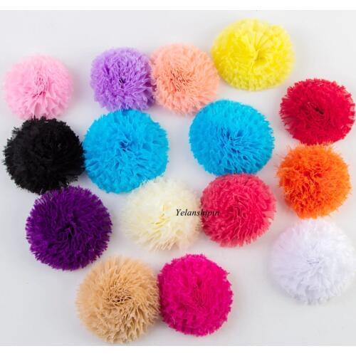 120pcs/lot 3.6" 14colors Hair Chiffon Flowers Clips For Children Hair Accessories Artificial Shabby Fabric Flowes For Headbands