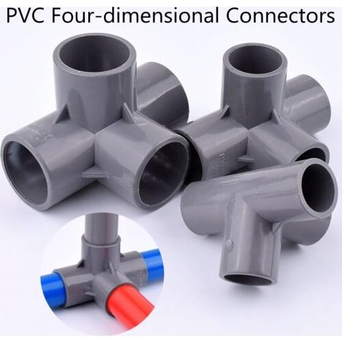 2-15Pcs 20/25/32mm Grey PVC Four-dimensional Connectors Garden Irrigation Water Pipe Connector Aquarium Adapter Pipe Adapter