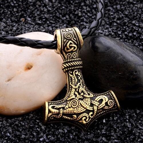 2018 Fashion Men Jewelry Norse Viking Amulet Scandinavian Mjolnir Pendant Hammer Of Thor Necklace Colar Choker Necklace Women