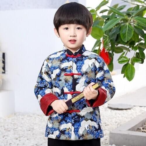 2020 New Year Festival Children Coats Quilted Boys Tang Clothes Costumes Baby Boys Jackets Navy Animal Outfits Outerwear Top