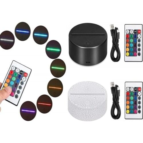 3D LED Light Holder Lamp Base USB Cable Touch Night Light Replacement 7 Color Colorful Light Bases Table Decor Holder