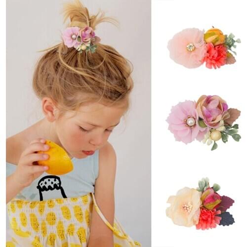 3in Artificial Flower Hairpin Girls Hair Clips HandMade Headwear Girls Festival Hair Accessorie Photo Props spinki do wlosow
