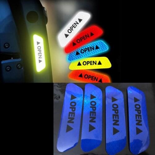 4pcs Door Opening Reflective Film Reflective Stickers Car Night Anti-collision Warning Stickers Open Stickers Decorative Sticker