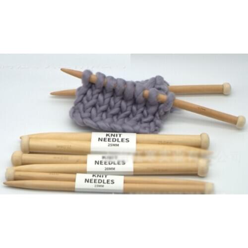 6pcs/Set 15/20/25mm Bamboo Knitting Needles Iceland Thick Crochet Hooks Wooden Neelde Hook Pins for DIY Scarf Sweater Blanket