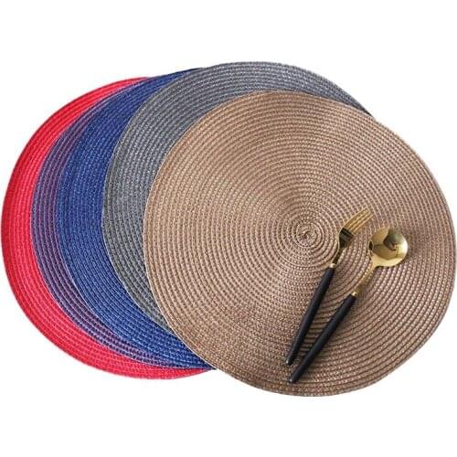 6PC Round Soft Placemat Thickened Mat Anti Slip Drink Coasters Teapots Bbowls Dishes Placemats Heat Insulation Pad