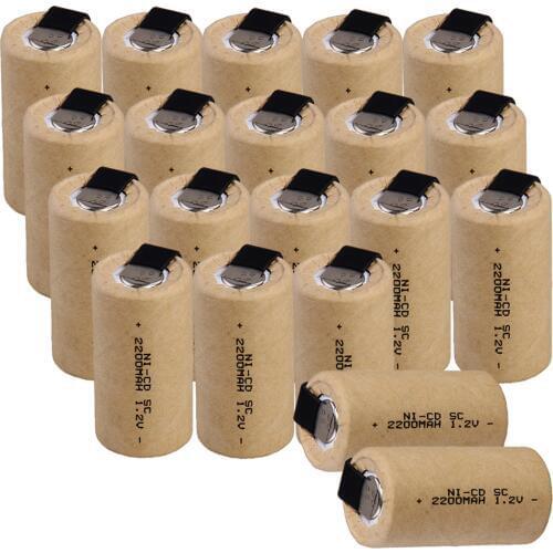 Real capacity 20 pcs SC battery 1.2v SUBC batteries rechargeable 2200mAh nicd battery akkumulator for power tools fast delivery
