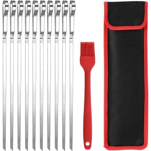 BalleenShiny High-quality Stainless Steel Barbecue Stringer Outdoor Barbecue Nylon Bag Large Flat Reusable Barbecue Grill