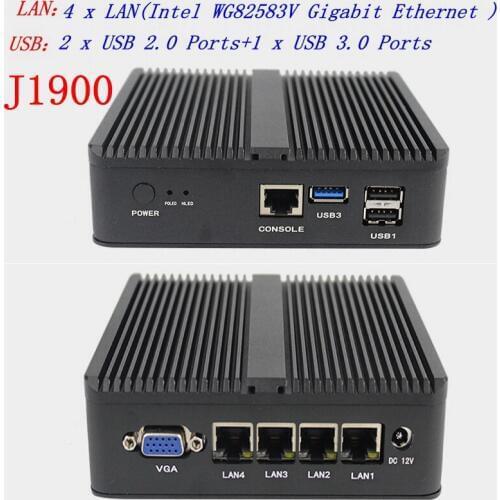 Celeron J1900 4*LAN Ports Mini PC Quad-cores 4 Threads 2.0GHz VGA WIFI Windows10 Pfsense Use as router firewall proxy