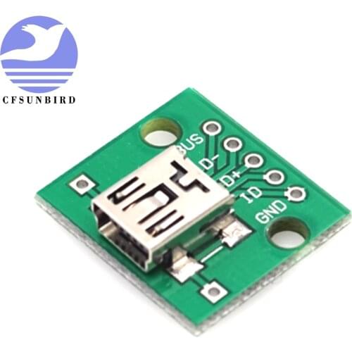 CFsunbird USB-02 MINI USB Turn DIP Female Head Socket MINI Sop To Dip Has Welding Adapter Plate