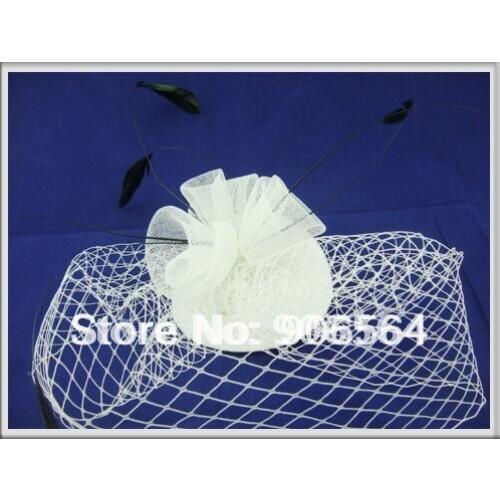 Black Red White Color Mixed Gril Feather Fascinator Hats Good Quality Bridal Hats Good for Wedding Cover Face Millinery RMSF01