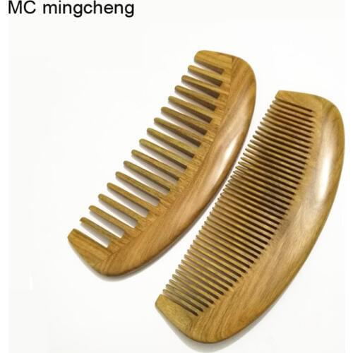 MC Brand Aroma No Static Natural Thick Green Sandalwood Wooden Comb Beard Thinning Comb Hair Brush Wood Hair Comb for Women