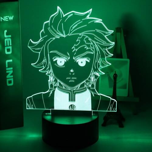 Kimetsu No Yaiba Tanjiro Kamado Figure Led Night Light for Kids Bedroom Decor Nightlight Child Desk 3d Lamp Demon Slayer Gift