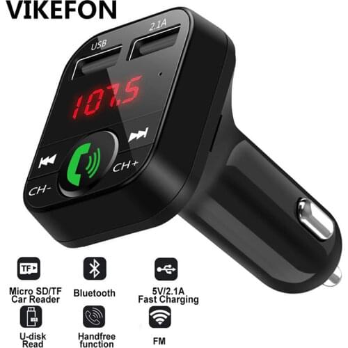 Car Bluetooth 5.0 FM Transmitter Wireless Adapter Mic Audio Receiver Auto MP3 Player 2.1A Dual USB Fast Charger Car Accessories