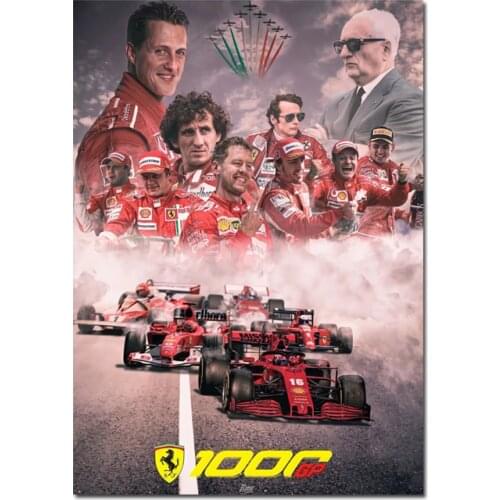 Formula 1 Poster F1 Vettel Leclerc Alonso Hamilton Ferraris 100thGP Racing Canvas Print Paintings Wall Art Decor Living Room