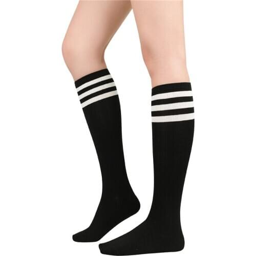 Fashion Knee Socks Women Socks Long Stockings For Ladies Girls Striped Casual Tube Over Knee High Socks for Cosplay