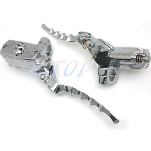 1" Chrome Skull Hand Control Reservoir Brake Clutch Levers For Harley Choppers Cruiser
