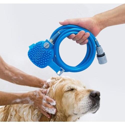 Pet Bathing Tool – Sprayer and Scrubber in One – Compatible with Indoor Shower or Outdoor Garden Hose – for Dog and Cat Grooming