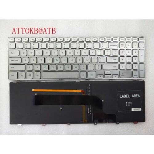 New English for Dell Inspiron 15 7537 7000 laptop Keyboard with backlight silver 15-7000 Series US Keyboard