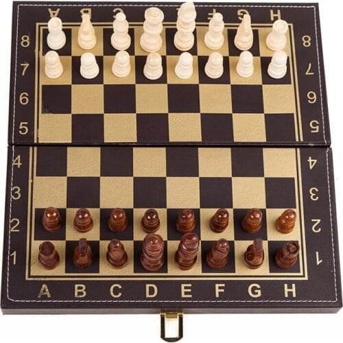 Leather chess folding chess pieces wooden double purpose chess board games
